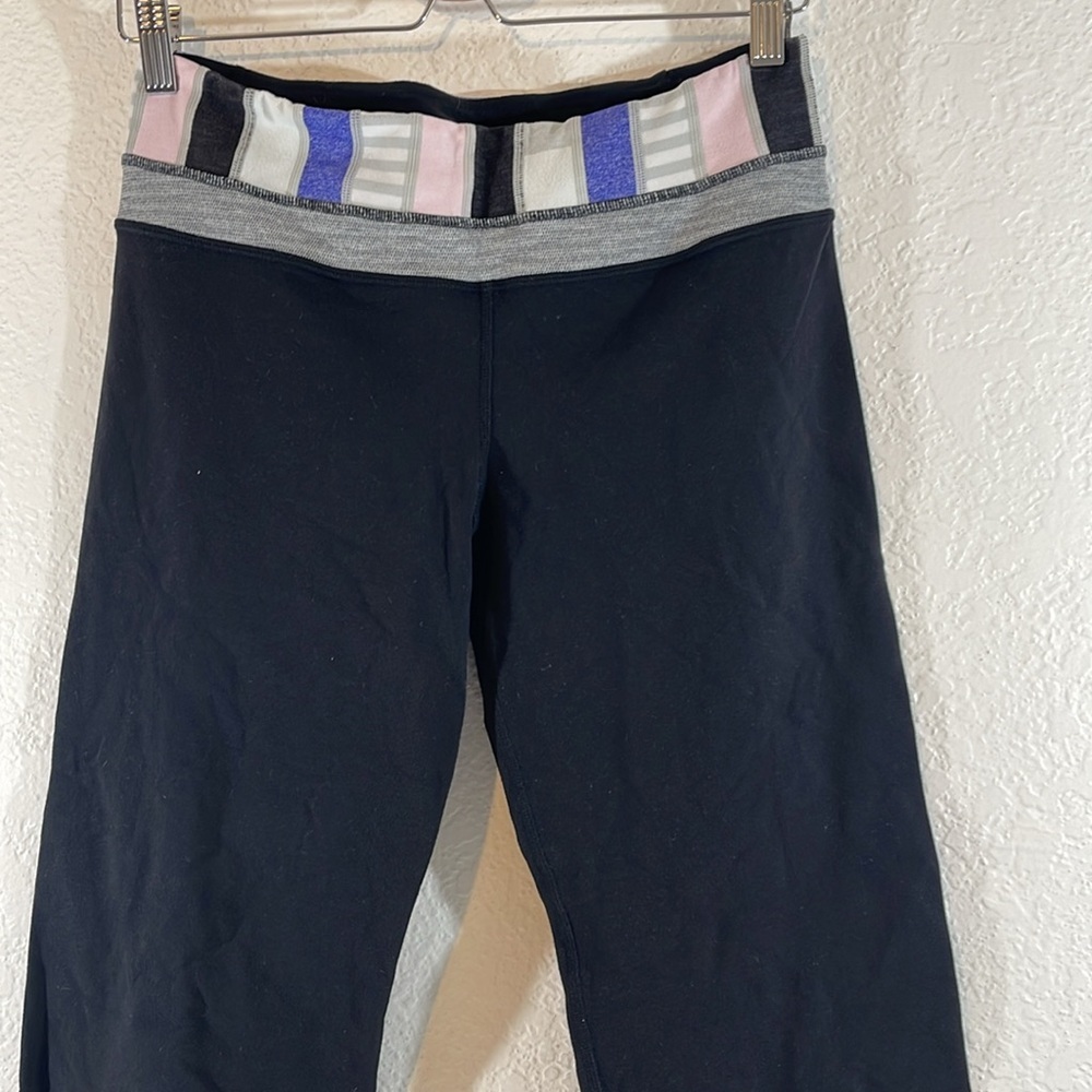 Lululemon Pants Women 8 Black Groove Cropped Wide Leg Active Gym Workout Yoga - Picture 2 of 7
